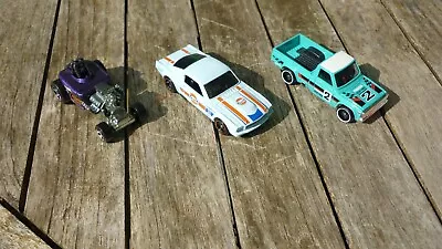 Buy Hotwheels Ford Mustang GULF Racing Car, Mazda Pickup & Dragster, Good Condition. • 2.50£