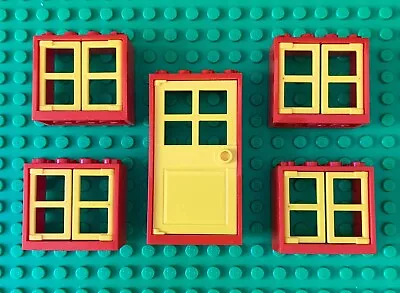 Buy LEGO Windows & Door Set - Red / Yellow 4 Windows (2 X 4 X 3) 1 Door (2 X 4 X 6) • 4.95£