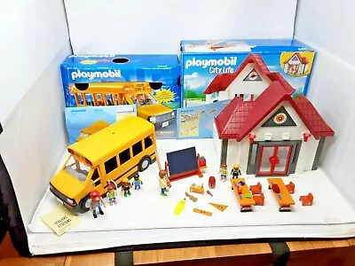 Buy Playmobil 6865/5940 City Life School House & School Bus  - Nearly Complete • 32£