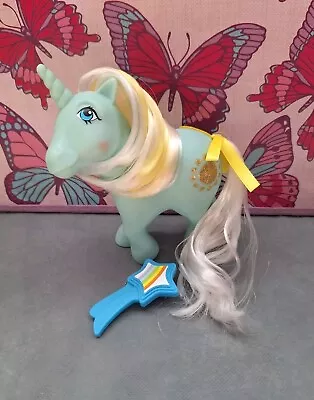 Buy My Little Pony G1 Unicorn Rare Sunbeam & Brush. Mint Condition With Bow • 35£