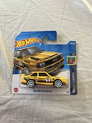 Buy Hot Wheels 2022 180/250 Rally Champs '84 Audi Sport Quattro Yellow CARDED SEALED • 2.50£