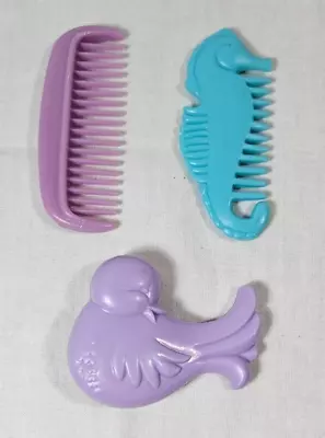 Buy Vintage  X3 My Little Pony Brush Comb Bird Sea Horse Blue Purple G1 1980s • 9.27£