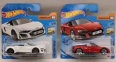 Buy HOTWHEELS .. 2 Car Bundle .. 2019 Audi R8 Spyder (1 RED + 1 WHITE)  1:64 Scale • 7.50£