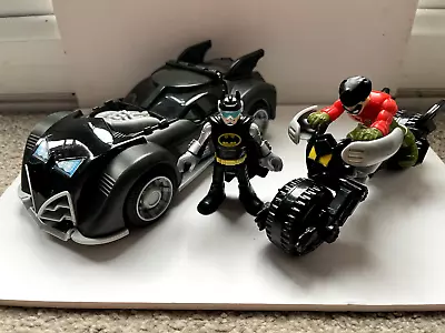 Buy Batman Batmobile And Bat Cycle Lot Mattel 2013 DC Comics Imaginext Plus Figures. • 14.99£