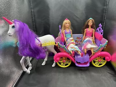 Buy Barbie Dreamtopia Unicorn Carriage & 2 Princesses, Unicorns Saddle Missing &shoe • 15.99£