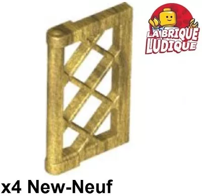 Buy Lego 4x Window 1x2x3 Flap Grill Pane Lattice Gold/Pearl Gold 60607 New • 1.94£
