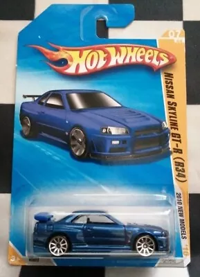 Buy Hot Wheels 2010 New Models Nissan Skyline GT-R R34 Blue Long Card 007/250# 07/44 • 64.95£