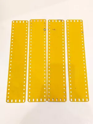 Buy 4 Meccano 5 X 25 Hole Flexible Metal Plates Part 197 English Yellow Stamped MMIE • 10.99£