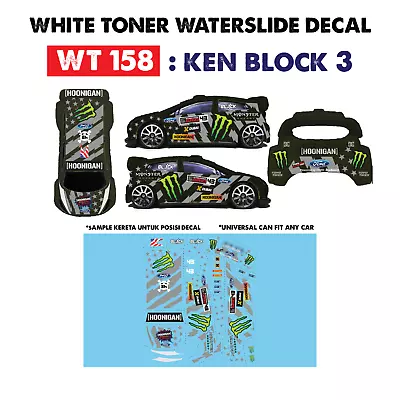 Buy WT158 White Toner Waterslide Decals KEN BLOCK 3 For Custom 1:64 Hot Wheels • 3.71£