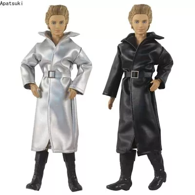 Buy Leather 1/6 Fashion Clothes For Ken Boy Doll Outfits Long Coat Jacket Boots Toys • 10.24£