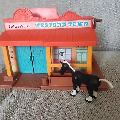 Buy FISHER PRICE Vintage WESTERN TOWN Rare Toy PLAY SET  Little People 70s/80s &Fig • 14£