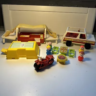 Buy Fisher Price 992 Little People Jeep Trailer Pop Up Tent Camp Set Vintage 1979 • 19.99£