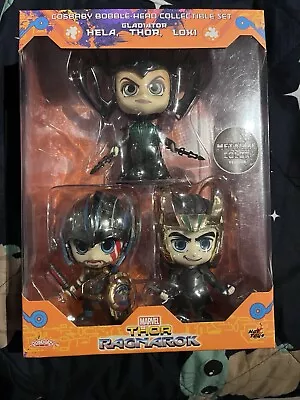 Buy Hot Toys Cosbaby Thor Ragnarok 3-Pack Loki, Hela, Thor Special Metallic Edition • 110£