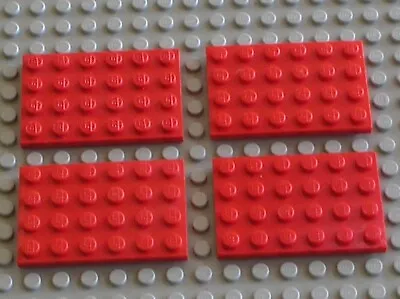 Buy 4 X LEGO Red Plate Red Plate 4x6 Ref 3032 Set 10227 8860 7720 8872 75240 6048 • 2.01£