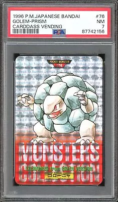 Buy 1996 Pokemon Bandai Carddass Golem Vending Prism #076 PSA 7 • 8.15£