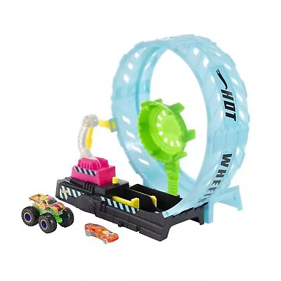 Buy Hot Wheels Monster Trucks Glow In The Dark Epic Loop Challenge Playset With Laun • 54.60£
