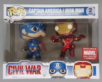 Buy Funko POP [2 Pack] Captain America/Iron Man (Action Pose) Marvel Damaged Box • 39.99£