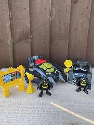 Buy Fisher Price Imaginext DC Super Friends Bat Mobile Bat Wing Batman Bundle & Figs • 19£