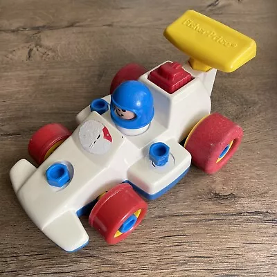Buy Vintage 1984 Fisher Price Racing Car, Take Apart, Pull Back And Go. • 15£