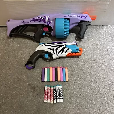 Buy Nerf Rebelle Bundle Super Stripes Zebra & Fearless Blaster Plus 16 Darts Working • 22£