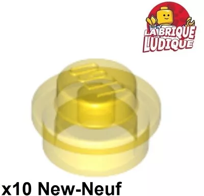 Buy LEGO 10x Plate Round 1x1 Straight Side Clear Yellow/Trans Yellow 4073 NEW • 1.31£