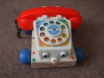 Buy 1961 VINTAGE Original Fisher Price Pull Along CHATTER TELEPHONE Wooden Base 747 • 4£