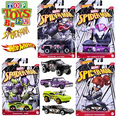 Buy Hot Wheels Marvel Spiderman Character Cars Diecast Model Vehicles - Pack Of 4 • 24.95£