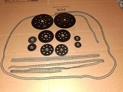 Buy 10 X Pcs(2 X #95/95A.95B/96/96A)MECCANO SPROCKET WHEEL SET & 97 CHAIN #94 • 4£