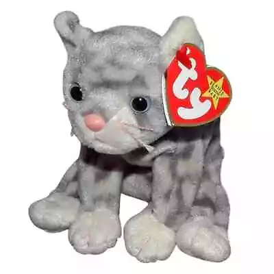 Buy Ty Beanie Babies- SILVER Tabby Cat Kitten Ghost Teddy Bear / Soft Toy / Plush • 3.99£