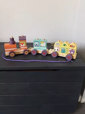 Buy Fisher Price Wooden Pull Along Stacking Train 18+ Months. PRELOVED Vgc • 9.99£