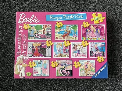 Buy Barbie Bumper Box Of 10 Jigsaw Puzzles By Ravensburger 20 And 49 Pieces • 8£