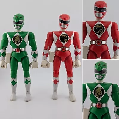 Buy Power Rangers Mighty Morphin Green Red Ranger Action Figure Toy Set Bandai 1993 • 18£