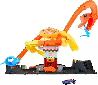 Buy Hot Wheels City Pizza Slam Cobra Attack Snake Tail Spiral Track With Randomizer • 30.71£