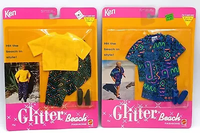 Buy Lot Of 2x 1992 Barbie Glitter Beach Ken Fashions Fashion Set / Mattel 3770, NrfB • 40.37£