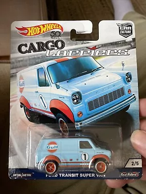 Buy Hot Wheels Ford Transit Super Van Blue Cargo Carriers Gulf Car Culture 2017 • 25.50£