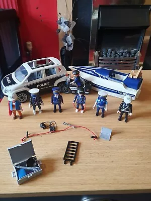 Buy Playmobil Bundle Police Car + Motorcycle + Boat + Figures + Accessories  Rare • 16.99£