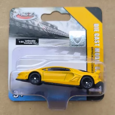 Buy MSZ 1:64 Scale Car LAMBORGHINI AVENTADOR SVJ YELLOW Hotwheels Matchbox Size • 5.99£