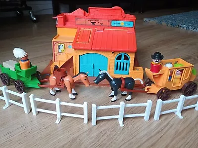 Buy Fisher Price Play Family Western Town. 1982 Lots Of People Horses & Accessories • 27.99£