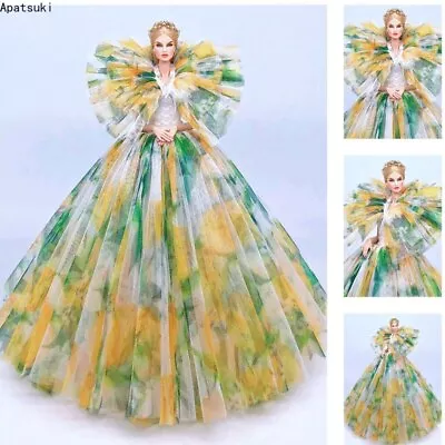 Buy Yellow Green Floral Wedding Dress For 11.5  Doll Outfits Clothes Handmade Gown • 6.82£