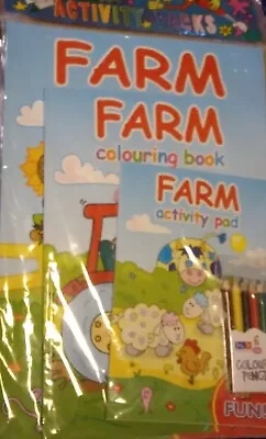 Buy 4 Piece Pack Kids New Farm Pack Colouring Pencils Or Barbie Sticker By Numbers • 3.65£