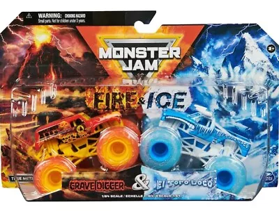 Buy 2024 Monster Jam Truck  - New 2024  FIRE & ICE -  Grave Digger & El Toro Loco • 22.99£