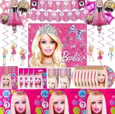 Buy Barbie Birthday Party Disposable Tableware/Party Supplies/Plates/Napkins • 4.99£