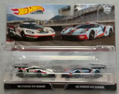 Buy Hot Wheels Premium Twin Set 16 FORD GT RACE Car Culture 2 Pack Real Riders GT40 • 39.99£