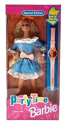 Buy 1994 Party Time Special Edition Barbie Doll With Wristwatch / Mattel 12243, NrfB • 90.95£