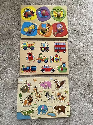 Buy Wooden Peg Puzzzle & Fisher Price Sing And Learn Jungle Animal Puzzle • 10£