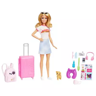 Buy Barbie Travel Doll With Dog And Holiday Accessories Set • 32.99£