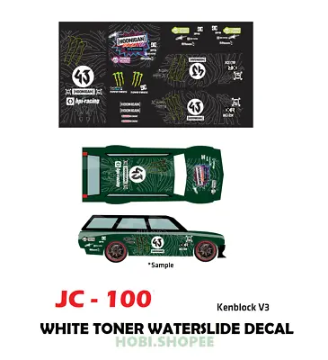 Buy JC-9100 White Toner Waterslide Decals KEN BLOCK V3 For Custom 1:64 Hot Wheels • 3.70£