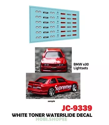 Buy JC-9339 White Toner Waterslide Decals BMW E30 LIGHTSETS CUSTOM 1:64 Hot Wheel • 3.74£