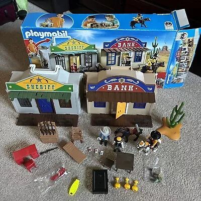 Buy Playmobil Western/ Wild West Bank And Sheriff's Office Bundle Carry Box 4398 • 18£