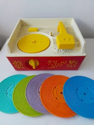 Buy Vintage Fisher Price Music Box Record Player With Records 1970s - Working  • 29.99£